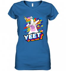 Colorful Dabbing Dancing Unicorn Celebration Yeet Women's V-Neck T-Shirt Women's V-Neck T-Shirt - HHHstores