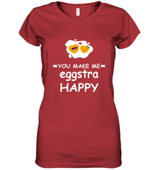 You Make Me Eggstra happy,Funny Valentine His and Her Couple Women's V-Neck T-Shirt Women's V-Neck T-Shirt - HHHstores
