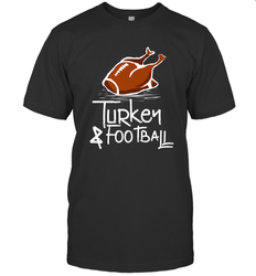 Turkey And Football Thanksgiving Day Football Fan Holiday Gift Men's T-Shirt