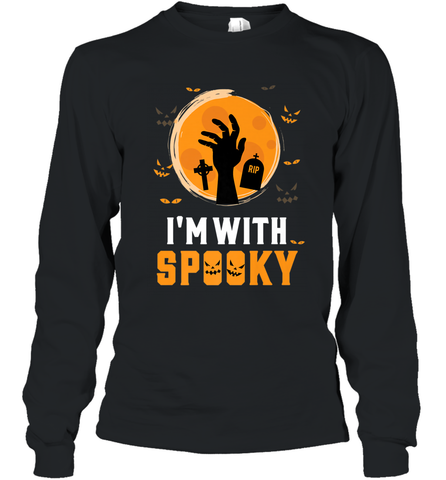 I'm With Spooky  Scary Halloween Costume Gift Long Sleeve T-Shirt Long Sleeve T-Shirt / Black / S Long Sleeve T-Shirt - HHHstores