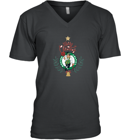 NBA Boston Celtics Logo merry Christmas gilf Men's V-Neck Men's V-Neck / Black / S Men's V-Neck - HHHstores