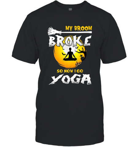 My Broom Broke So Now I Go Yoga Funny Halloween Costume Gift Men's T-Shirt Men's T-Shirt / Black / S Men's T-Shirt - HHHstores