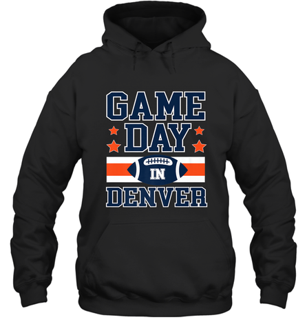NFL Denver Co Game Day Football Home Team Colors Hooded Sweatshirt Hooded Sweatshirt / Black / S Hooded Sweatshirt - HHHstores