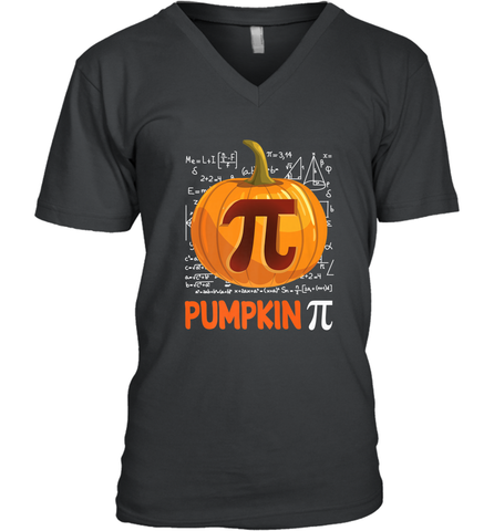 Pumpkin Pi Shirt Math Halloween Thanksgiving Costume Pie Day Men's V-Neck Men's V-Neck / Black / S Men's V-Neck - HHHstores
