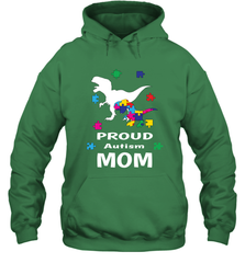 Proud Autism Mom T Rex Dinosaur Autism Awareness Hooded Sweatshirt Hooded Sweatshirt - HHHstores