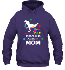 Proud Autism Mom T Rex Dinosaur Autism Awareness Hooded Sweatshirt Hooded Sweatshirt - HHHstores