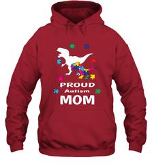 Proud Autism Mom T Rex Dinosaur Autism Awareness Hooded Sweatshirt Hooded Sweatshirt - HHHstores