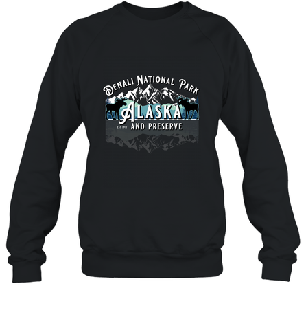 Denali National Park Alaska AK USA Moose Souvenir Crewneck Sweatshirt Crewneck Sweatshirt / Black / S Crewneck Sweatshirt - HHHstores