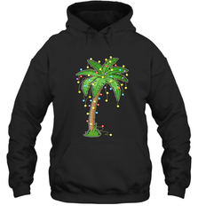 Christmas Lights Palm Tree Beach Funny Tropical Xmas Gift Hooded Sweatshirt Hooded Sweatshirt - HHHstores