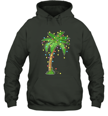 Christmas Lights Palm Tree Beach Funny Tropical Xmas Gift Hooded Sweatshirt Hooded Sweatshirt - HHHstores