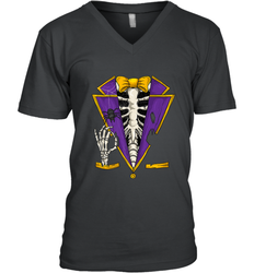 Skeleton Tuxedo Suit Halloween Costume Bones Men's V-Neck