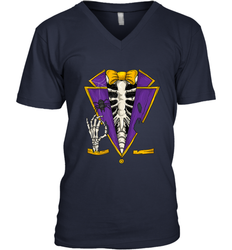 Skeleton Tuxedo Suit Halloween Costume Bones Men's V-Neck