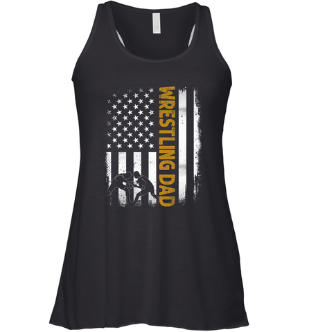 Wrestling Dad Tshirt American Flag 4th Of July Fathers Day Women's Racerback Tank Women's Racerback Tank / Black / XS Women's Racerback Tank - HHHstores