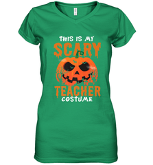 This Is My Scary Teacher Costume Halloween Gift Women's V-Neck T-Shirt Women's V-Neck T-Shirt - HHHstores