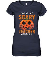 This Is My Scary Teacher Costume Halloween Gift Women's V-Neck T-Shirt Women's V-Neck T-Shirt - HHHstores