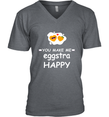 You Make Me Eggstra happy,Funny Valentine His and Her Couple Men's V-Neck Men's V-Neck - HHHstores