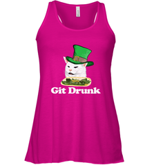 Git Drunk Funny Arguing Cat Meme St Patricks Day Women's Racerback Tank Women's Racerback Tank - HHHstores