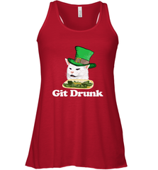 Git Drunk Funny Arguing Cat Meme St Patricks Day Women's Racerback Tank Women's Racerback Tank - HHHstores