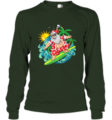 Christmas in July Santa Claus Hawaiian Surfing Gift Surf Long Sleeve T-Shirt Long Sleeve T-Shirt - HHHstores