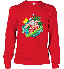 Christmas in July Santa Claus Hawaiian Surfing Gift Surf Long Sleeve T-Shirt Long Sleeve T-Shirt - HHHstores