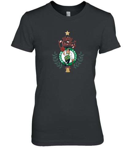 NBA Boston Celtics Logo merry Christmas gilf Women's Premium T-Shirt Women's Premium T-Shirt / Black / XS Women's Premium T-Shirt - HHHstores