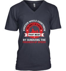 Whoever would overthrow the liberty of a nation must begin by subduing the freeness of speech 01 Men's V-Neck Men's V-Neck - HHHstores