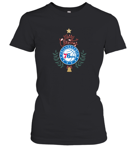 NBA Philadelphia 76ers Logo merry Christmas gilf Women's T-Shirt Women's T-Shirt / Black / S Women's T-Shirt - HHHstores