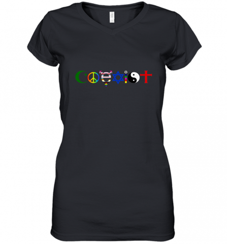 Coexist Women's V-Neck T-Shirt Women's V-Neck T-Shirt / Black / S Women's V-Neck T-Shirt - HHHstores