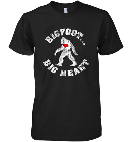 Bigfoot Heart Valentine's Day Lover Art Graphics Great Gift Men's Premium T-Shirt Men's Premium T-Shirt / Black / XS Men's Premium T-Shirt - HHHstores