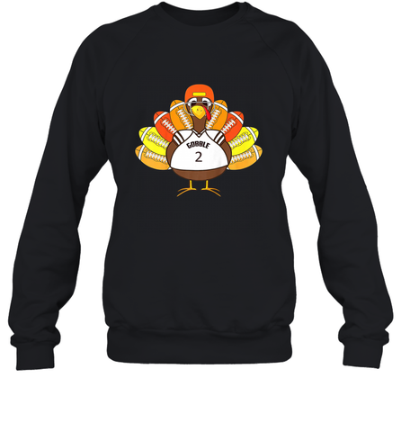 Cool Thanksgiving Football Shirt _ Gobble Player Turkey Gift Crewneck Sweatshirt Crewneck Sweatshirt / Black / S Crewneck Sweatshirt - HHHstores