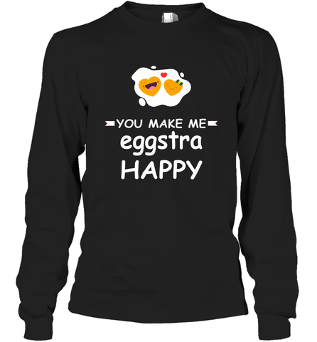 You Make Me Eggstra happy,Funny Valentine His and Her Couple Long Sleeve T-Shirt Long Sleeve T-Shirt / Black / S Long Sleeve T-Shirt - HHHstores