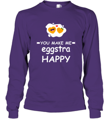 You Make Me Eggstra happy,Funny Valentine His and Her Couple Long Sleeve T-Shirt Long Sleeve T-Shirt - HHHstores