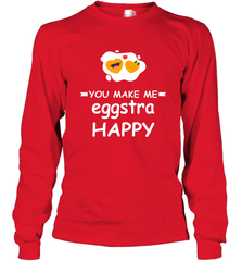 You Make Me Eggstra happy,Funny Valentine His and Her Couple Long Sleeve T-Shirt Long Sleeve T-Shirt - HHHstores