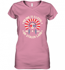No One Is Illegal On Stolen Land Indigenous Immigrant Women's V-Neck T-Shirt Women's V-Neck T-Shirt - HHHstores