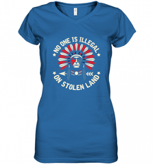 No One Is Illegal On Stolen Land Indigenous Immigrant Women's V-Neck T-Shirt Women's V-Neck T-Shirt - HHHstores