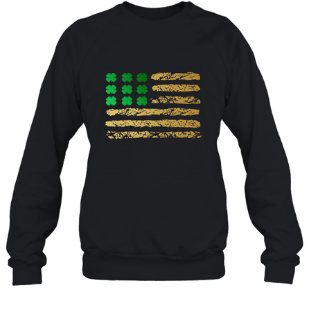 American Flag Green Shamrock Shirt St Patricks Day Crewneck Sweatshirt Crewneck Sweatshirt / Black / S Crewneck Sweatshirt - HHHstores