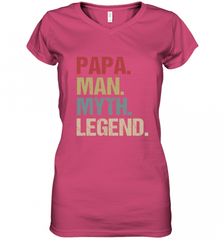 Papa Man Myth Legend Dad Father Women's V-Neck T-Shirt Women's V-Neck T-Shirt - HHHstores