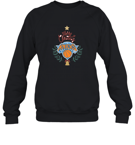 NBA New York Knicks Logo merry Christmas gilf Crewneck Sweatshirt Crewneck Sweatshirt / Black / S Crewneck Sweatshirt - HHHstores