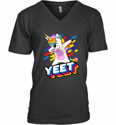 Colorful Dabbing Dancing Unicorn Celebration Yeet Men's V-Neck