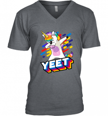 Colorful Dabbing Dancing Unicorn Celebration Yeet Men's V-Neck Men's V-Neck - HHHstores