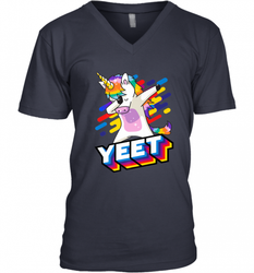 Colorful Dabbing Dancing Unicorn Celebration Yeet Men's V-Neck