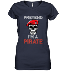 Pretend I'm A Pirate Tee Funny Halloween Party Costume Gift Women's V-Neck T-Shirt