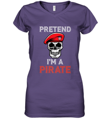 Pretend I'm A Pirate Tee Funny Halloween Party Costume Gift Women's V-Neck T-Shirt Women's V-Neck T-Shirt - HHHstores