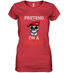 Pretend I'm A Pirate Tee Funny Halloween Party Costume Gift Women's V-Neck T-Shirt Women's V-Neck T-Shirt - HHHstores