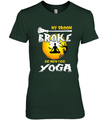 My Broom Broke So Now I Go Yoga Funny Halloween Costume Gift Women's Premium T-Shirt Women's Premium T-Shirt - HHHstores