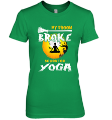 My Broom Broke So Now I Go Yoga Funny Halloween Costume Gift Women's Premium T-Shirt Women's Premium T-Shirt - HHHstores