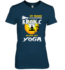My Broom Broke So Now I Go Yoga Funny Halloween Costume Gift Women's Premium T-Shirt Women's Premium T-Shirt - HHHstores