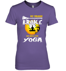 My Broom Broke So Now I Go Yoga Funny Halloween Costume Gift Women's Premium T-Shirt Women's Premium T-Shirt - HHHstores