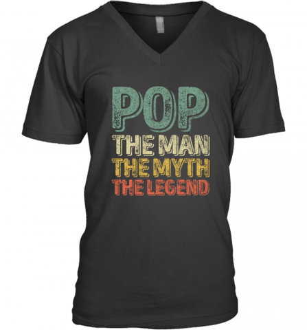 Pop The Man The Myth The Legend Father's Day Men's V-Neck Men's V-Neck / Black / S Men's V-Neck - HHHstores