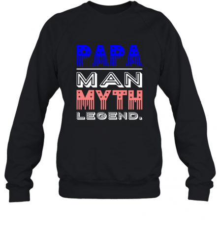 Papa Man Myth Legend Father's Day Dad Veteran Crewneck Sweatshirt Crewneck Sweatshirt / Black / S Crewneck Sweatshirt - HHHstores